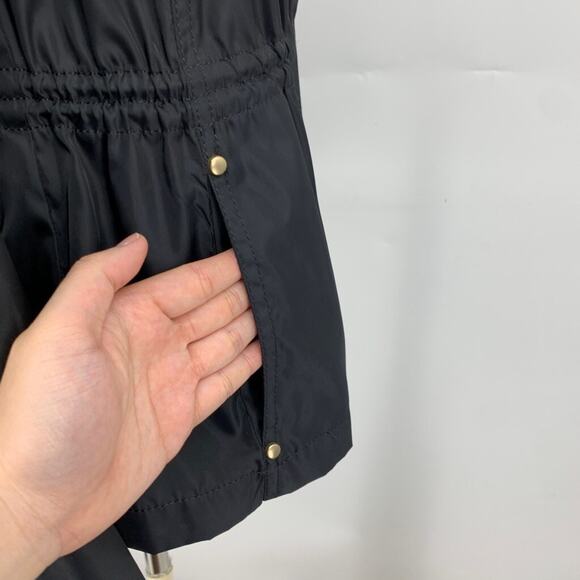 Vince Camuto Jacket Womens PP/PS Black Gold Quilt Trim Anorak Detach Hood - Picture 6 of 16